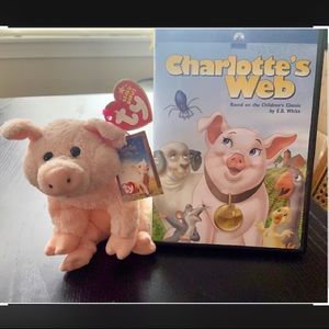Mintcond Charlotte’s Web dvd & Wilbur beanie baby With ALL Tags